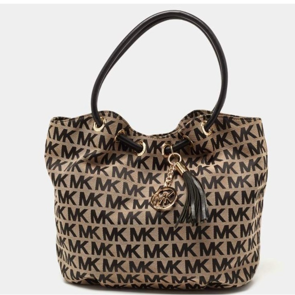 Michael Kors Tan and Black Logo Shoulder Bag